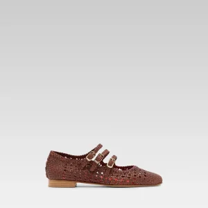 Ariana - Cognac braided leather ballet flats