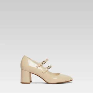 Alice - Beige patent leather Mary Jane pumps